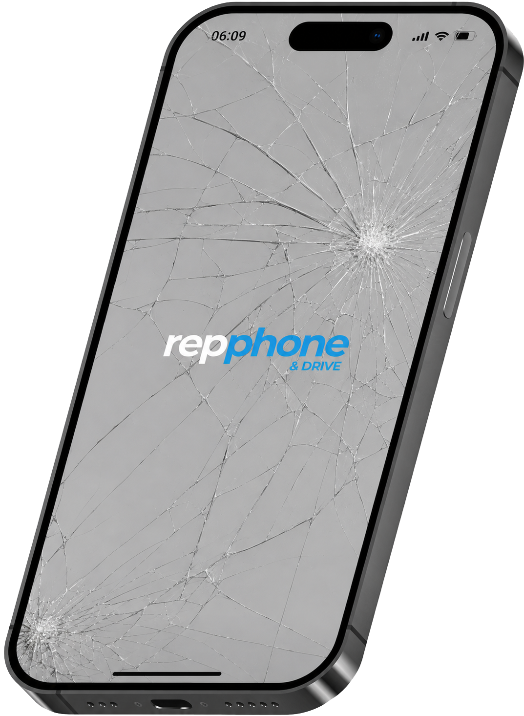 iPhone med knust skærm - REP PHONE reparation